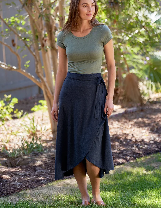 Bamboo / Organic Cotton Wrap Skirt - Titanium silk skirt elegant