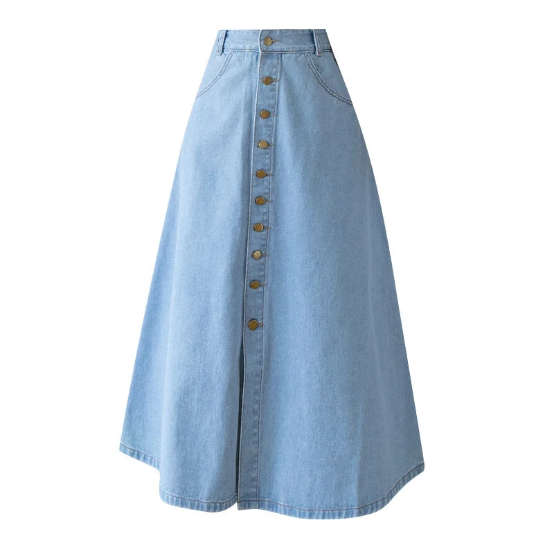 Denim Washable Blue High Waist Elegant Denim Women Skirts asymmetrical skirt cut