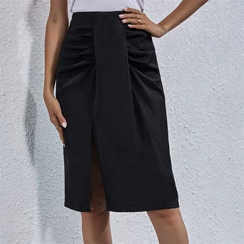 Ins Fashion Elegant Daily Daily Slit Women Skirts leather skirt durable