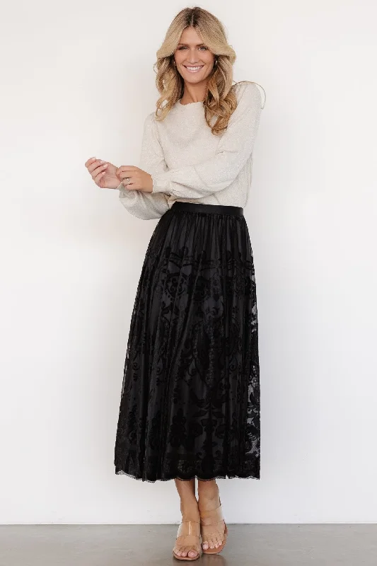 Palini Velvet Skirt | Black modal blend skirt