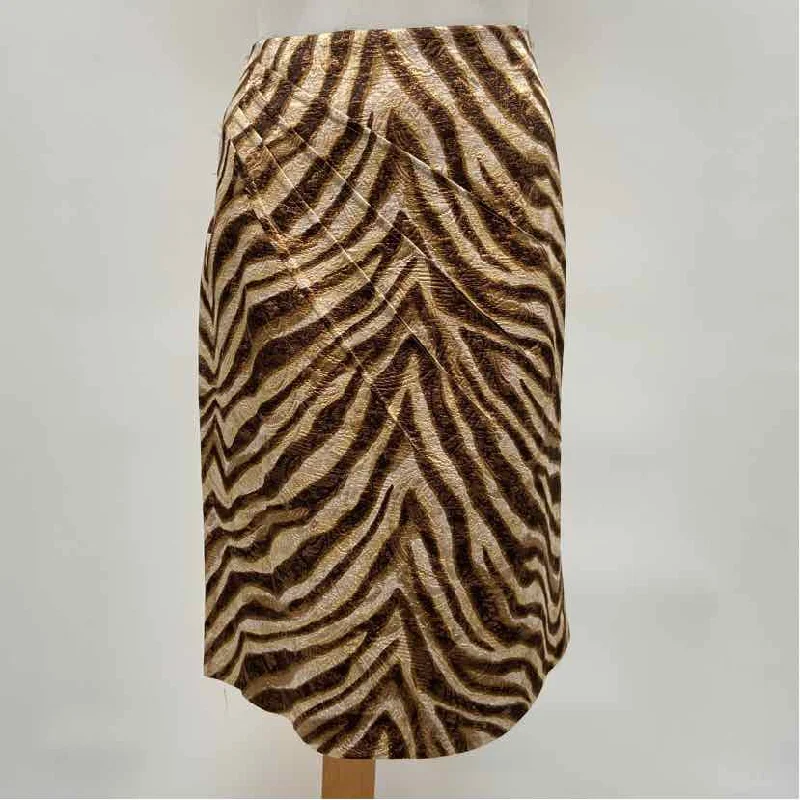 Per Se Women's Size 12 Brown Zebra Skirt flowy skirt hem