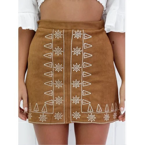 Regularity Embroidered Leather Packet Buttock Street Women Skirts maxi skirt elegant