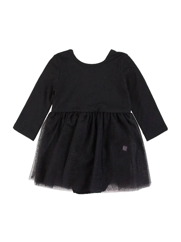 Black Tulle Skirted Romper ribbed skirt waist