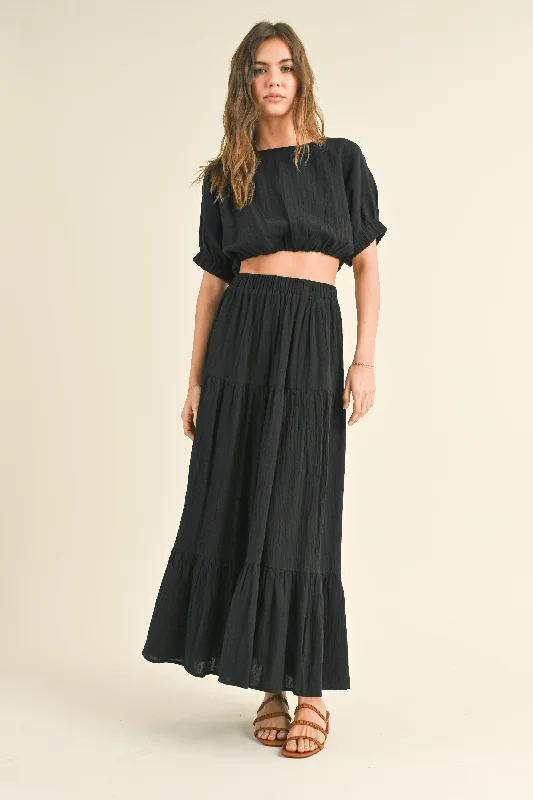 Skirt | Tiered Banding silk skirt luxurious