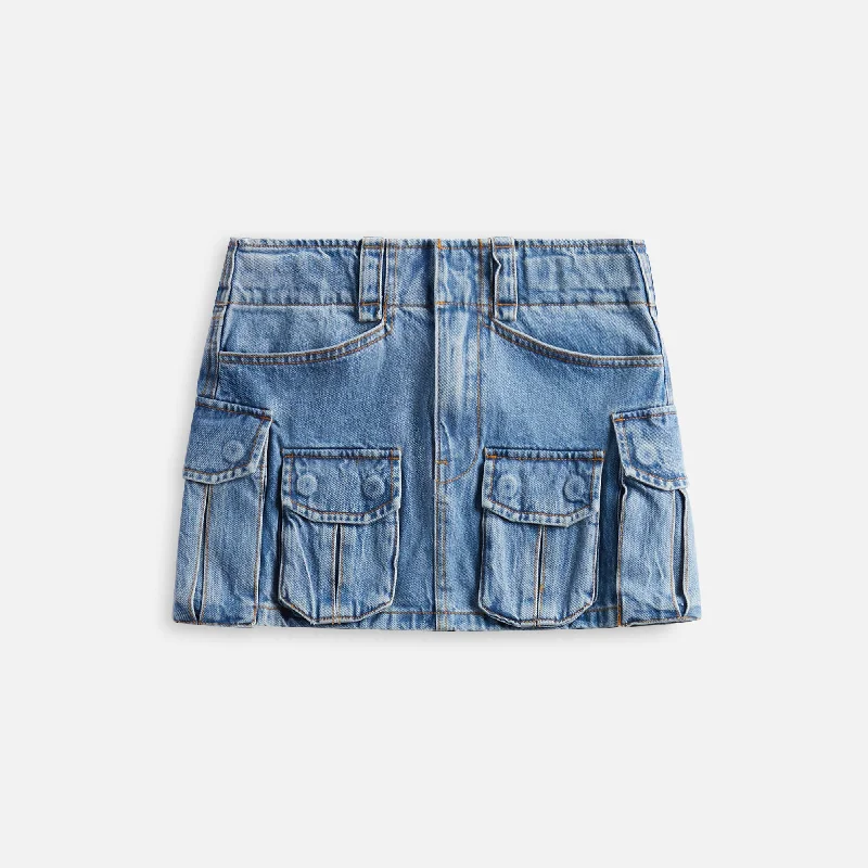 T by Alexander Wang Cargo Pocket Skirt - Vintage Light Indigo leather skirt refined